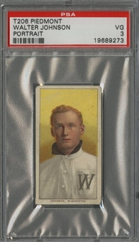 1909-11 T206 White Border Walter Johnson, Portrait – PSA VG 3